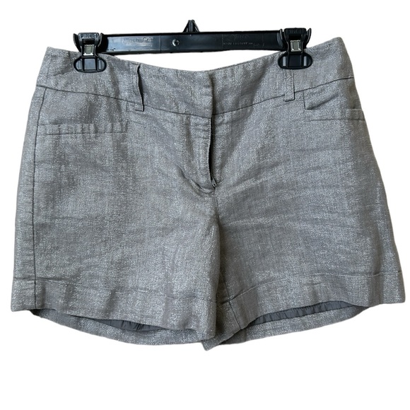 Apt. 9 Pants - Apt. 9 | Shimmer Linen Blend Shorts Faux Cuff Silver Gray Size 6‎